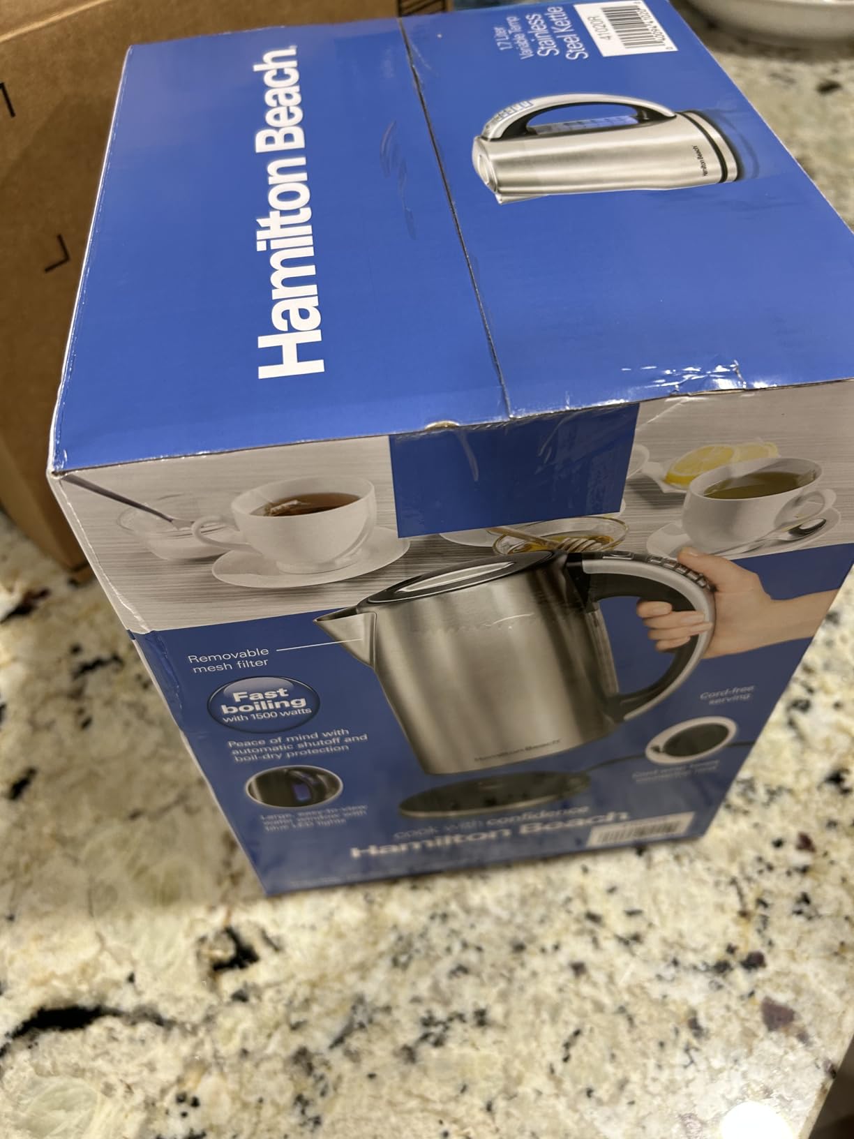 Hamilton Beach 1.7 Liter Electric Tea Kettle, Water Boiler & Heater | Fast Boiling 1500 Watts |Temp Control | Cordless Serving | Auto-Shutoff & Boil-Dry Protection | BPA Free | Stainless Steel customer photo 1
