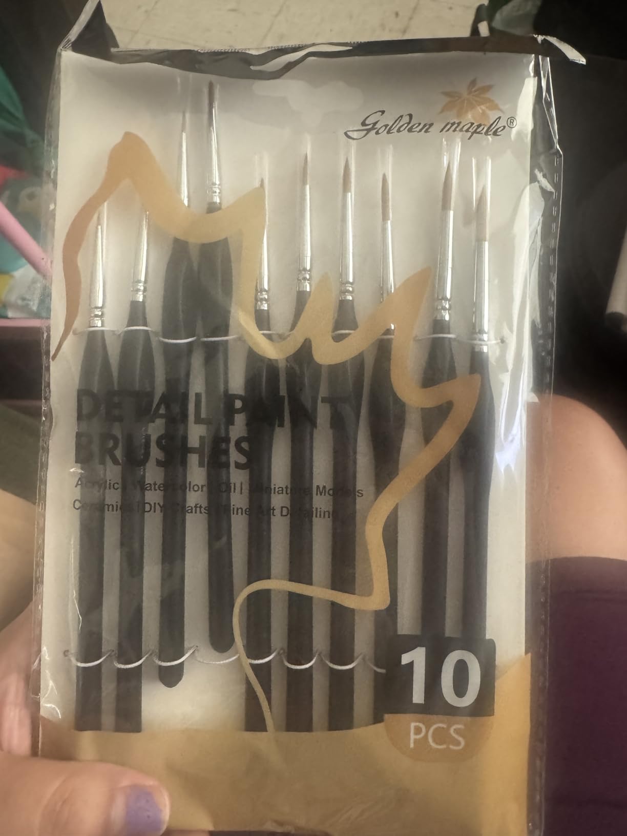 Golden Maple Detail Paint Brushes Set 10pcs Miniature Brushes for Fine Detailing & Art Painting - Acrylic, Watercolor, Oil, Models customer photo 1