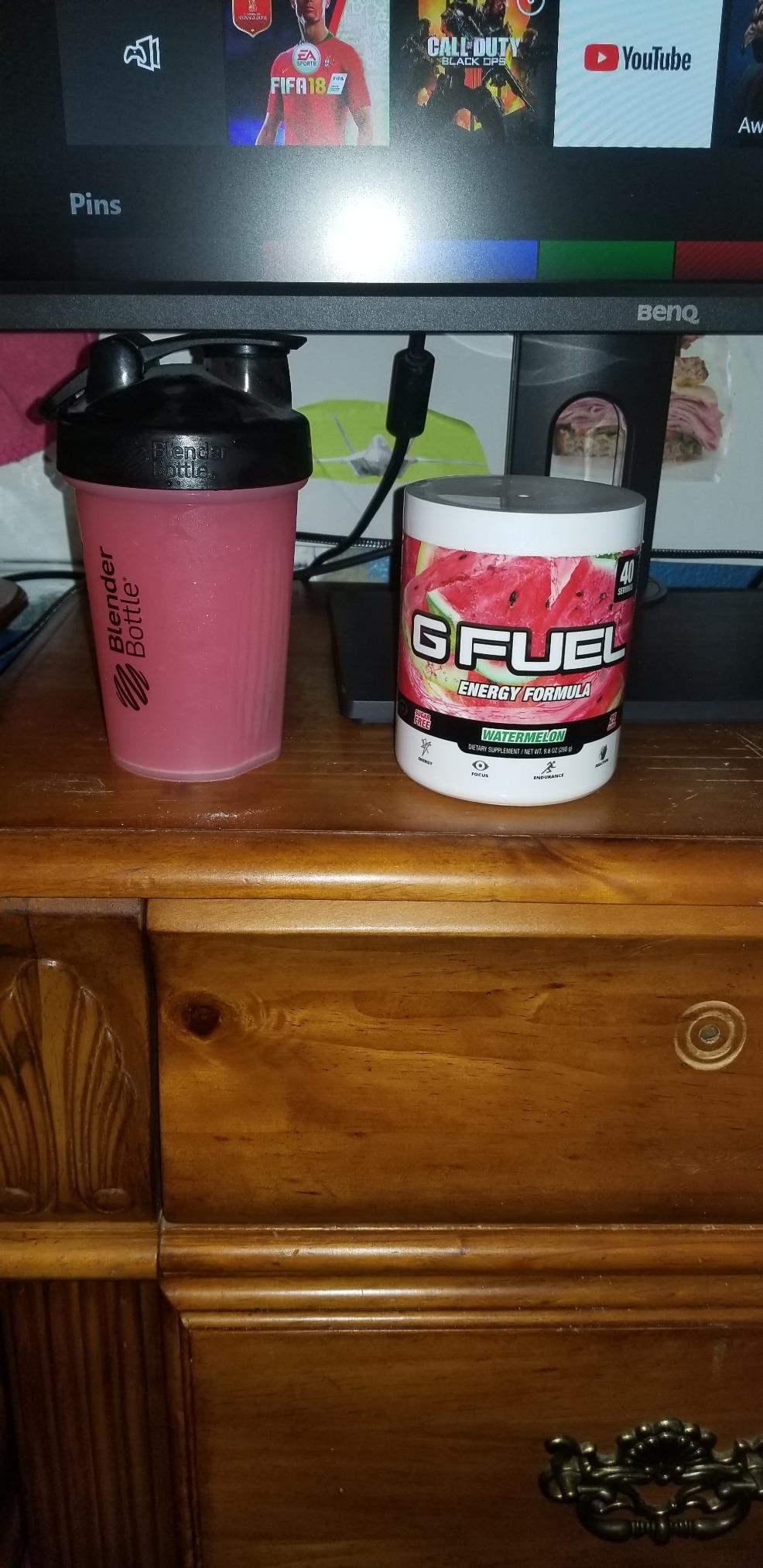 G Fuel Watermelon Energy Drink Powder, Pre Workout Caffeine Mix for Gaming, Sugar Free Focus Amino, Vitamin + Antioxidants, 9.9oz (Watermelon, 40 Servings) customer photo 1