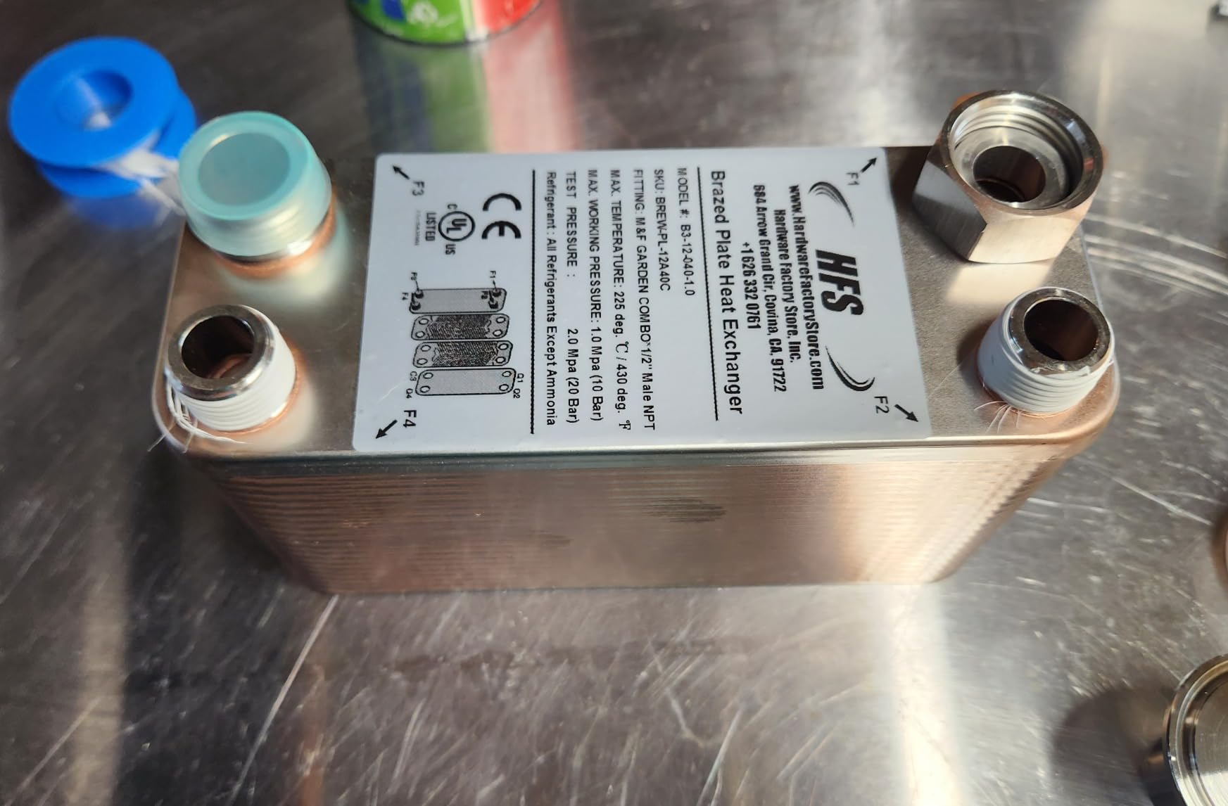 HFS(R) 40-Plate Stainless Steel 304 Homebrew Beer Wort Chiller Heat Exchanger, 7.5