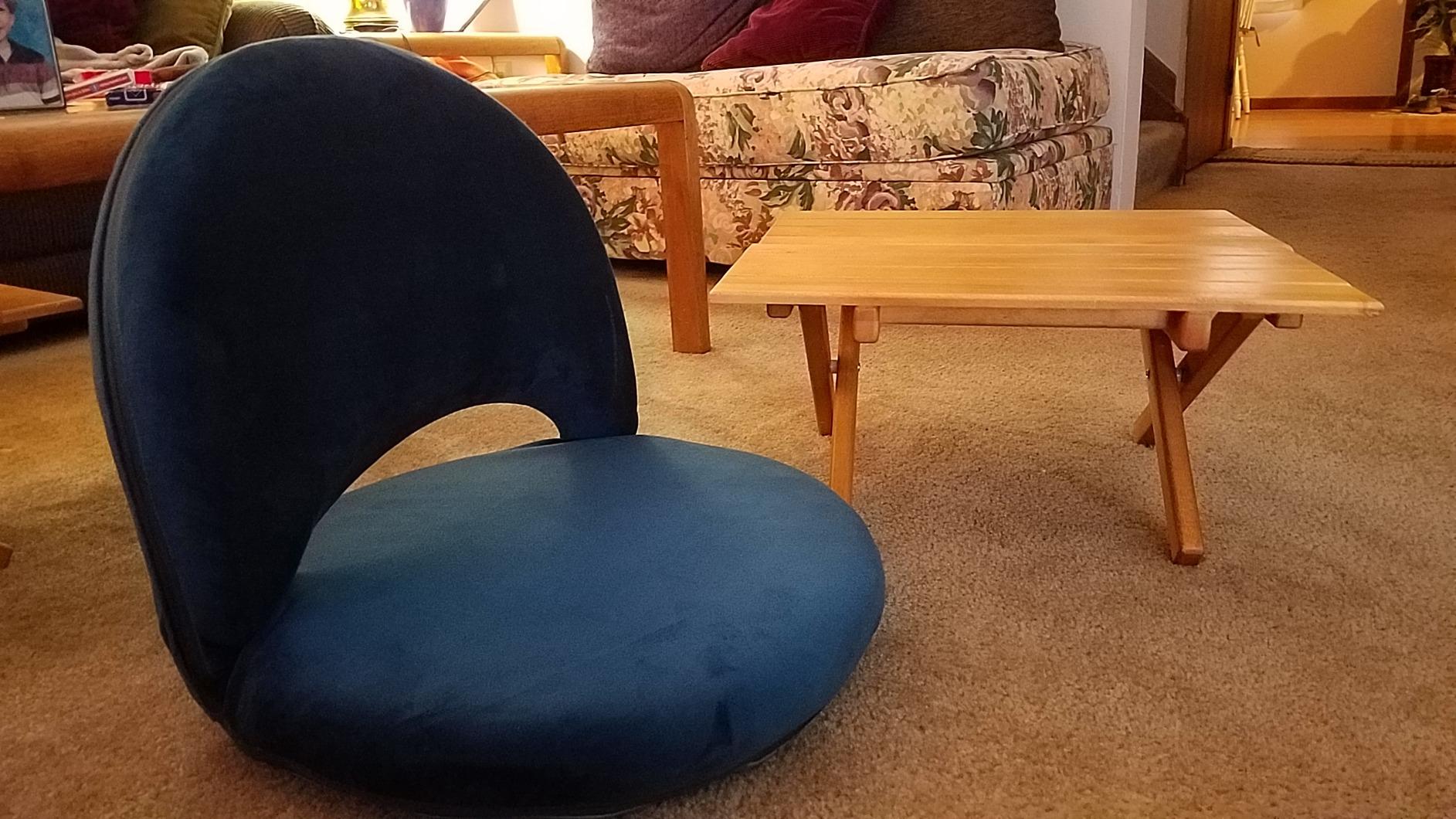 Nnewvante Floor Chair Adjustable Back Support Chair Foldable Meditation Seating Suede-Like Fabric Multiangle Cushioned Recliner for Adults Kids Video-Gaming Reading Watching, Navy customer photo 1