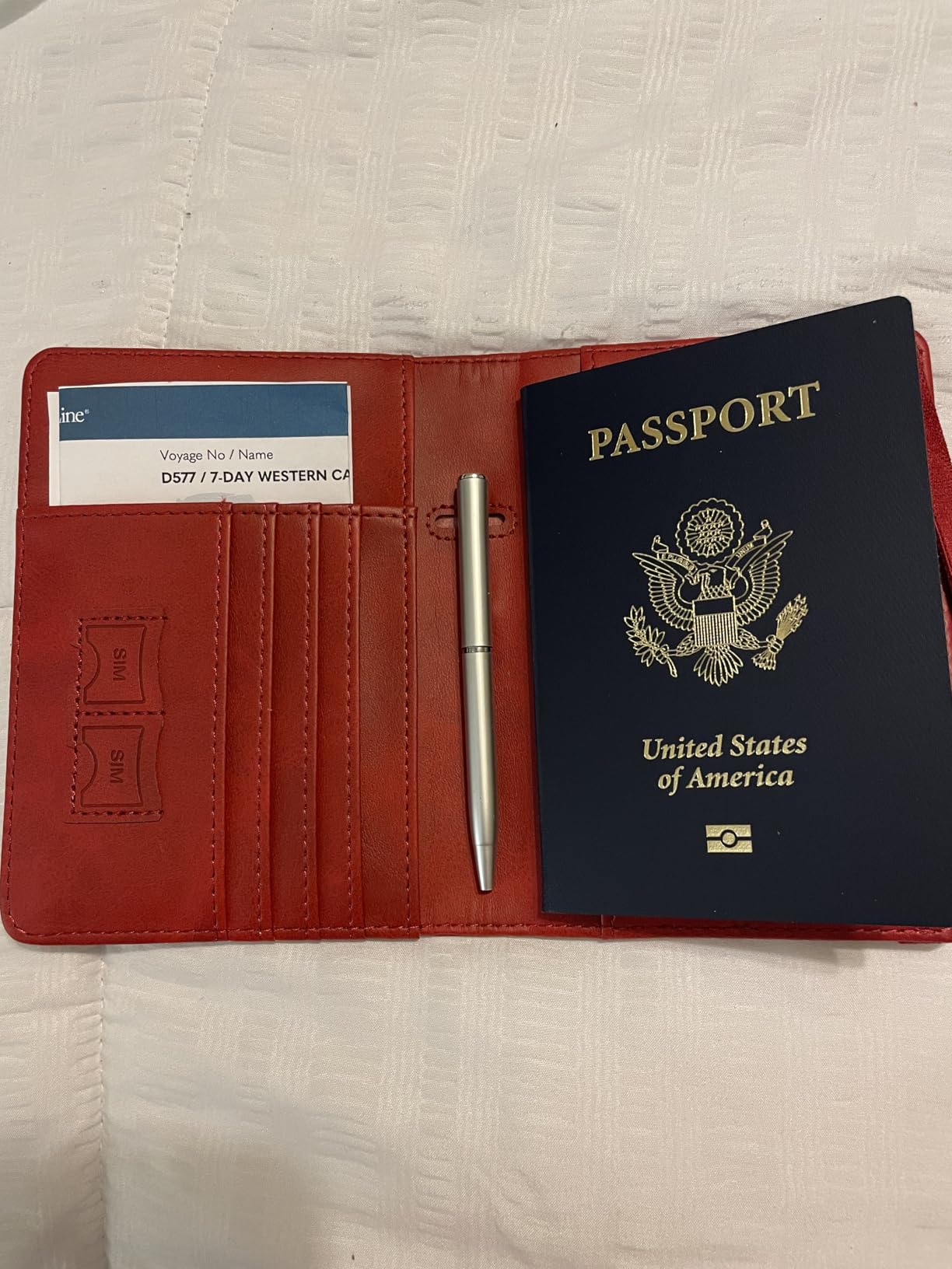 WALNEW Passport Holder for Travel, RFID Passport Cover Wallet for Women Men, PU Leather Passport Book Card Holder Case with Pen (Elastic Band Closure, A-Rosegold) customer photo 2