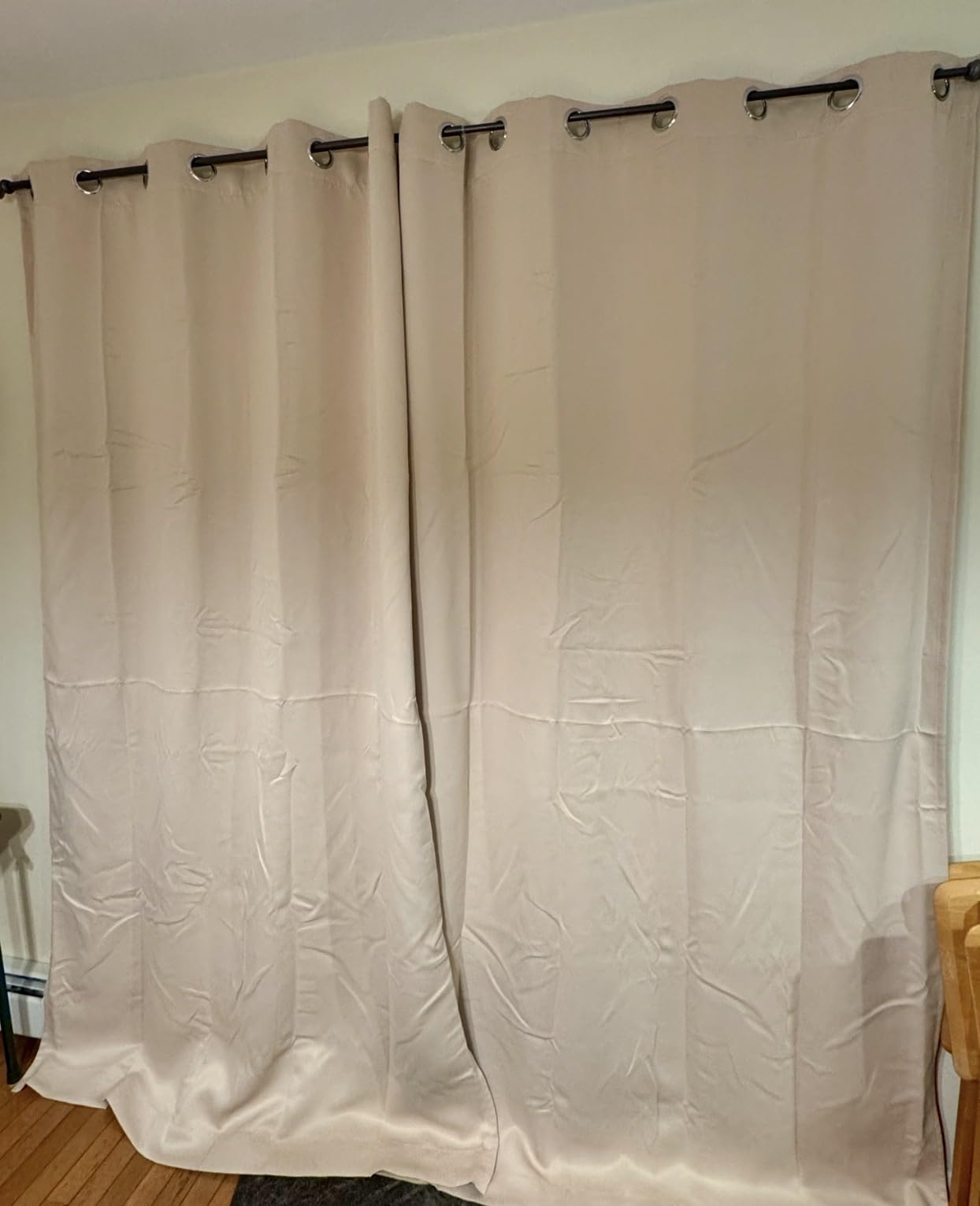NICETOWN Thermal Insulated 100% Blackout Curtains, Noise Reducing Performance Slider Curtain Panel with Black Lining, Full Light Blocking Patio Door Drapery (1 PC, 100-inch x 84-inch, Biscotti Beige) customer photo 2
