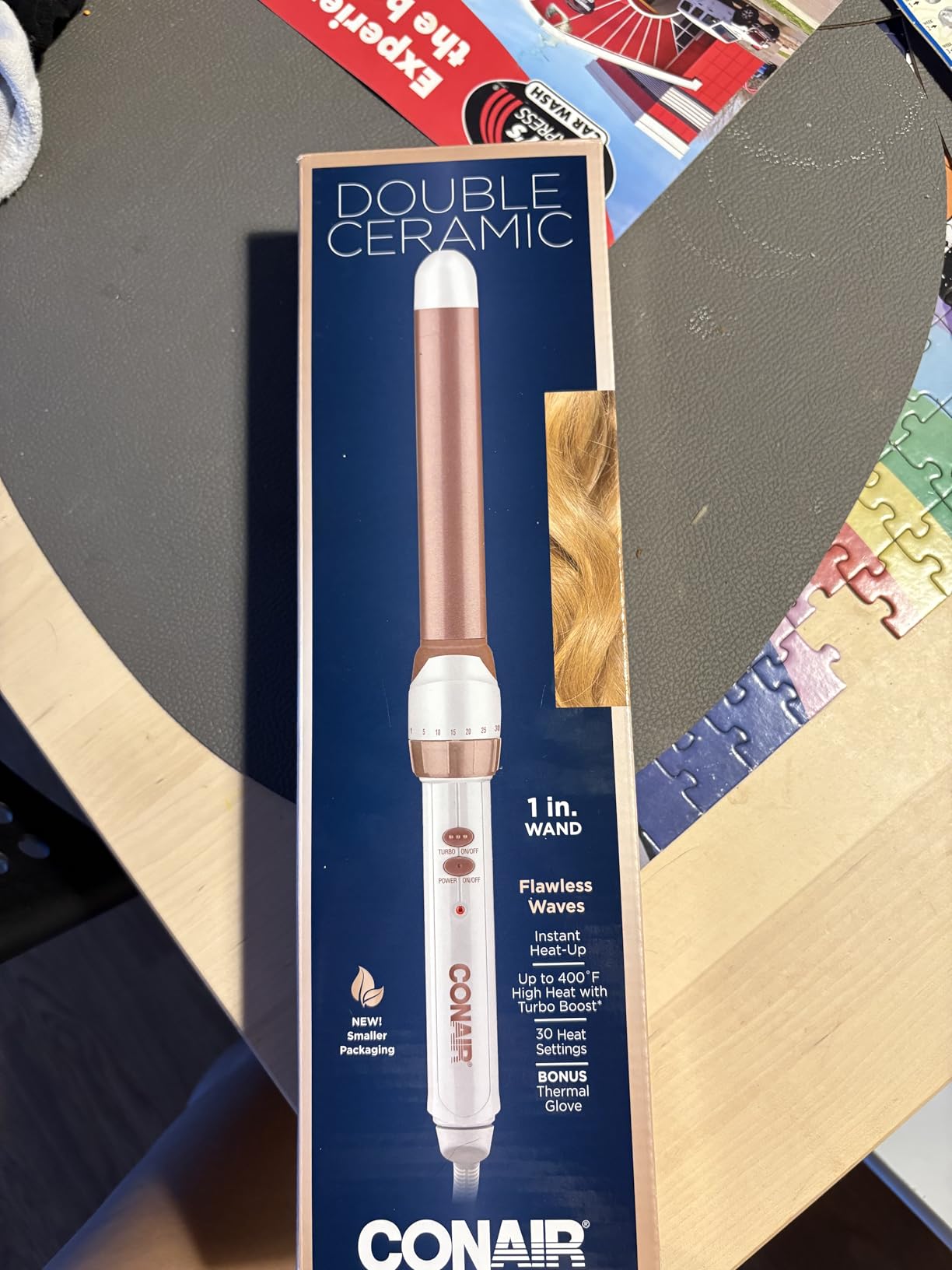 Conair Double Ceramic 1-Inch Curling Wand, Produces Flawless Waves, Curling Iron for Use on Medium and Long Hair, 30 Heat Setting Curling Iron, White customer photo 1