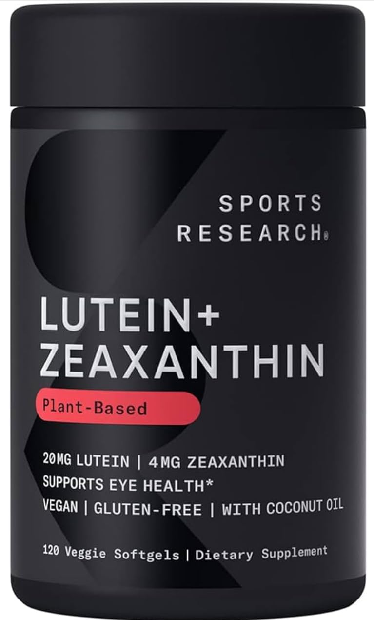 Sports Research Lutein and Zeaxanthin Capsules - Eye Health Support Supplement Made with Lute-Gen and Organic Coconut Oil - Vegan Friendly & Non-GMO Verified - 120 Veggie Softgels customer photo 1