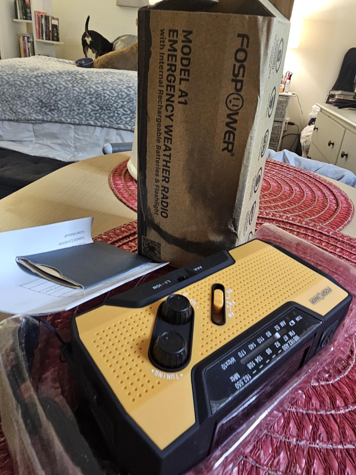 FosPower NOAA Emergency Weather Radio A1 7400mWh Portable Power Bank, AM/FM, USB/Solar/Hand Crank Charging, Battery Operated, SOS Alarm & Flashlight for Indoor/Outdoor Emergency - Orange customer photo 1