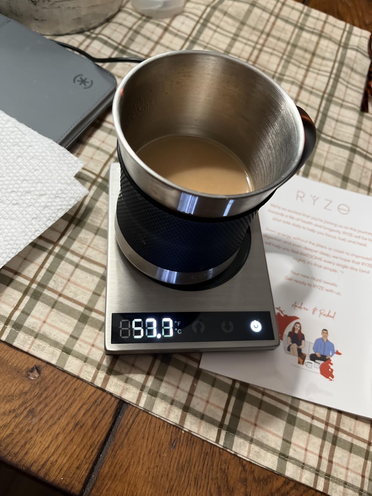 COSORI Coffee Mug Warmer & Mug Set for Desk, Cup Heater, Office & Christmas Gifts, 1°F Precise Temperature Control, Touch Tech & LCD Digital Display (77-194℉), 304 Stainless Steel, Silver/Black customer photo 1