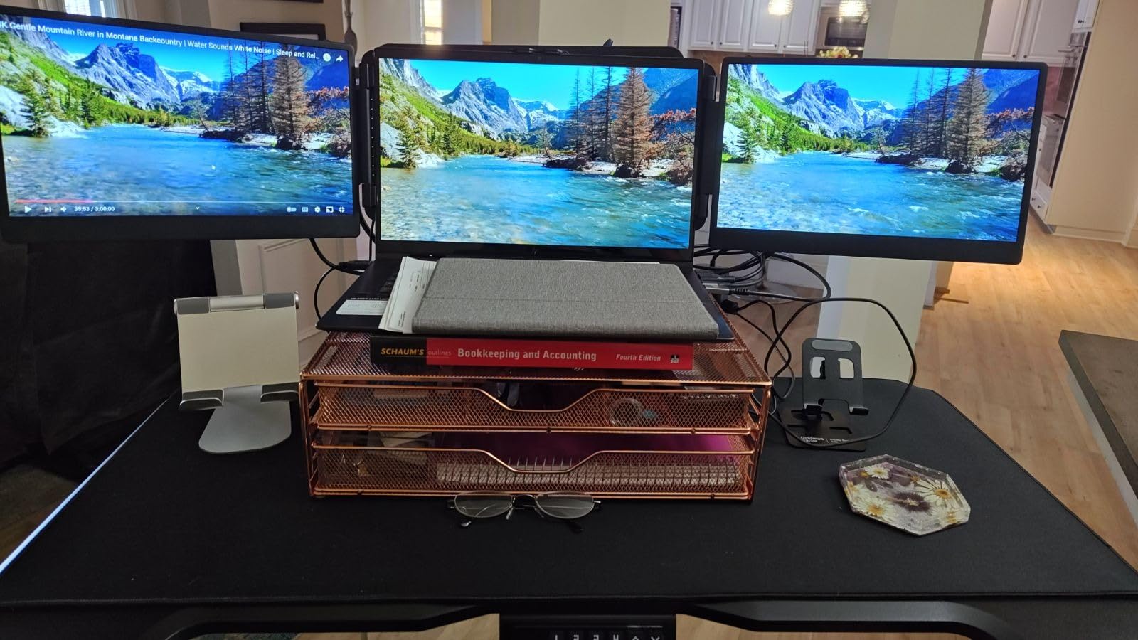 VIVO Black Electric Mobile Height Adjustable 36 inch Dual Platform Standing Desk with Wheels, Rolling Small Space Table, Sit Stand Workstation, DESK-V111VT customer photo 2