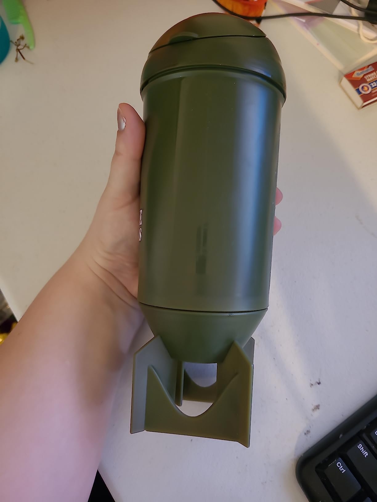 Battle Shakers Bomb | Military Themed Shaker Bottle | Leak-Proof Protein Cup with Storage Compartment | Mix Protein Powders & More | Durable & Dishwasher Safe | 20 Oz customer photo 1