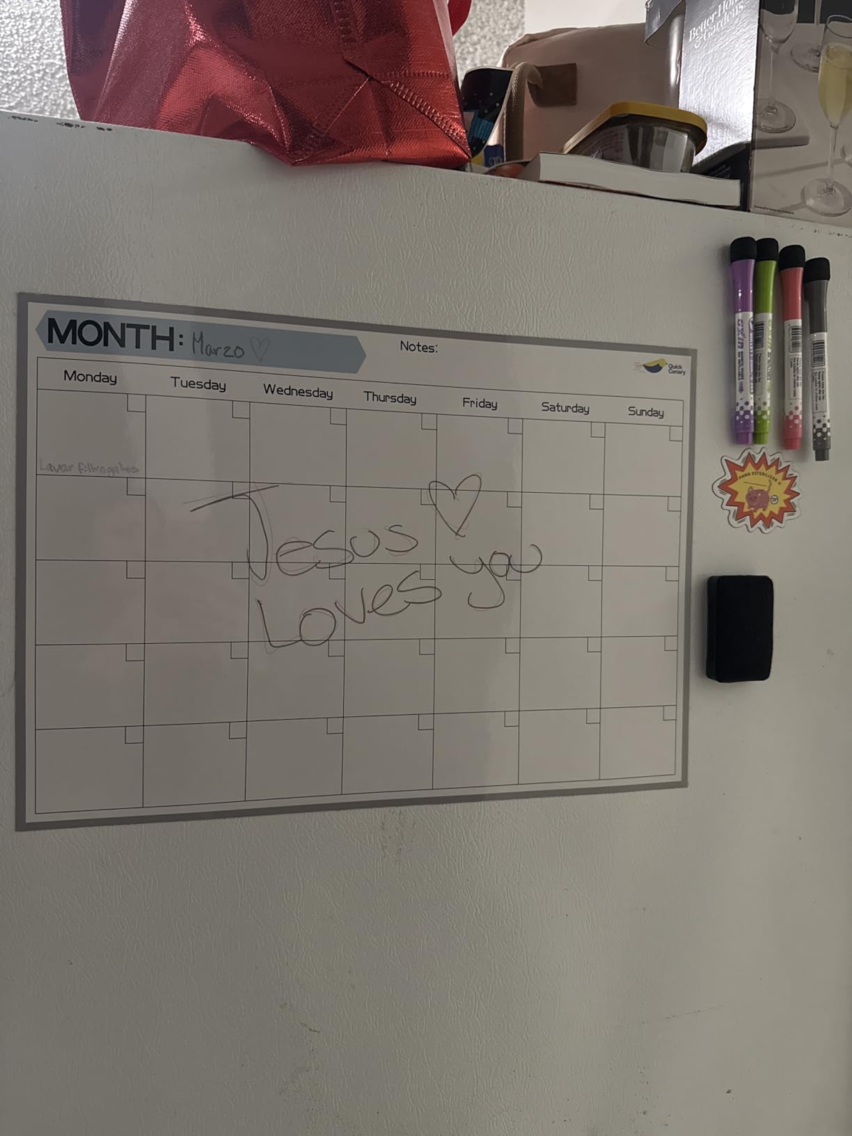 Magnetic Weekly Planner for Fridge - 17x12