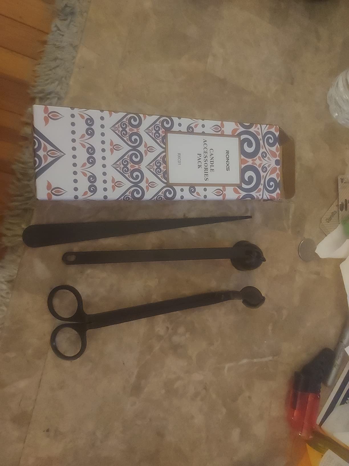 RONXS 3 in 1 Candle Accessory Set, Candle Wick Trimmer Cutter, Candle Snuffer Extinguisher, Wick Dipper with Gift Package for Candle Lover (Black) customer photo 2