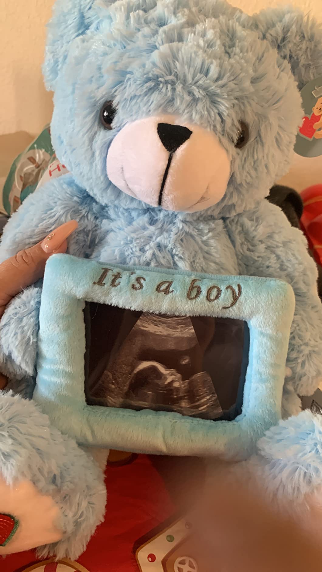 My Baby's Heartbeat Bear Stuffed Animal, 20 Sec Recorder for Baby's First Heartbeats, Cute Plush Toy, Re-recordable, Ideal Gift for Baby Showers, Valentine's Day, Birthdays, Blue Reveal Bear customer photo 1