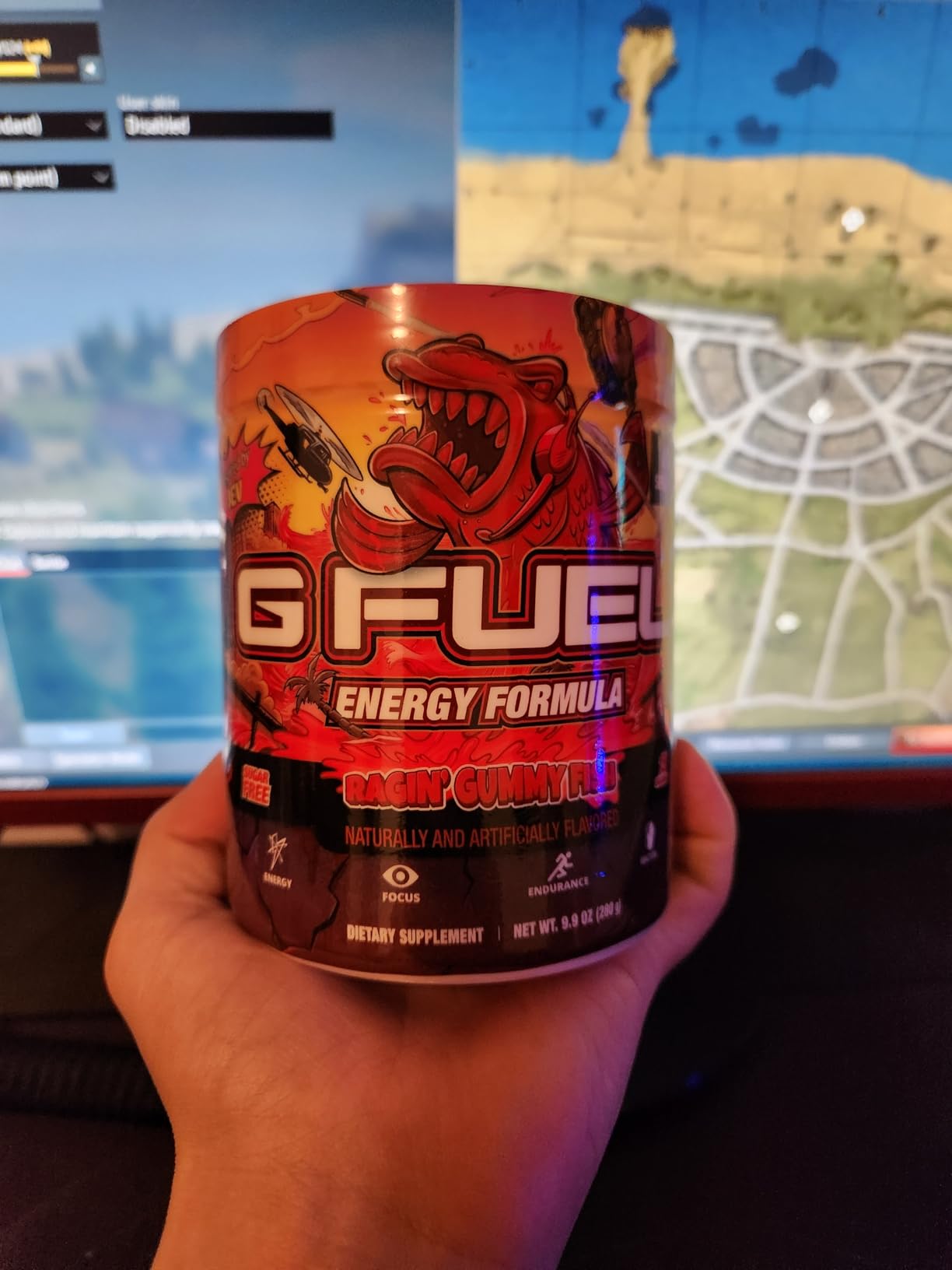 G Fuel Chug Rug Energy Drink Powder, Pre Workout Caffeine Mix for Gaming, Sugar Free Focus Amino, Vitamin + Antioxidants, 10.44oz (Sour Blue Raspberry, 40 Servings) customer photo 1
