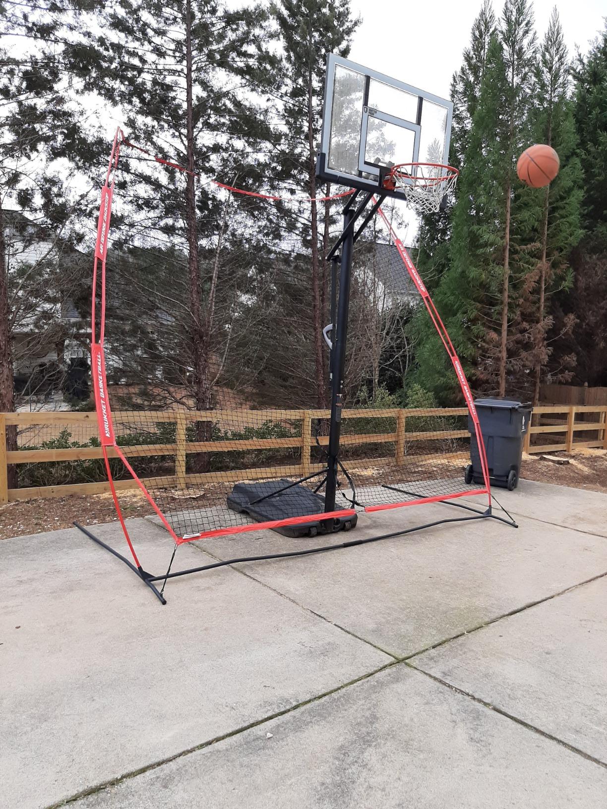 Rukket Basketball Air Defense Return Net Guard and Backstop, Choose 12x13 XL Return Net or 6x10 Adjustable Return Net, Hoop Rebound Back Netting Attachment for Yard, Home & Residential Use customer photo 1