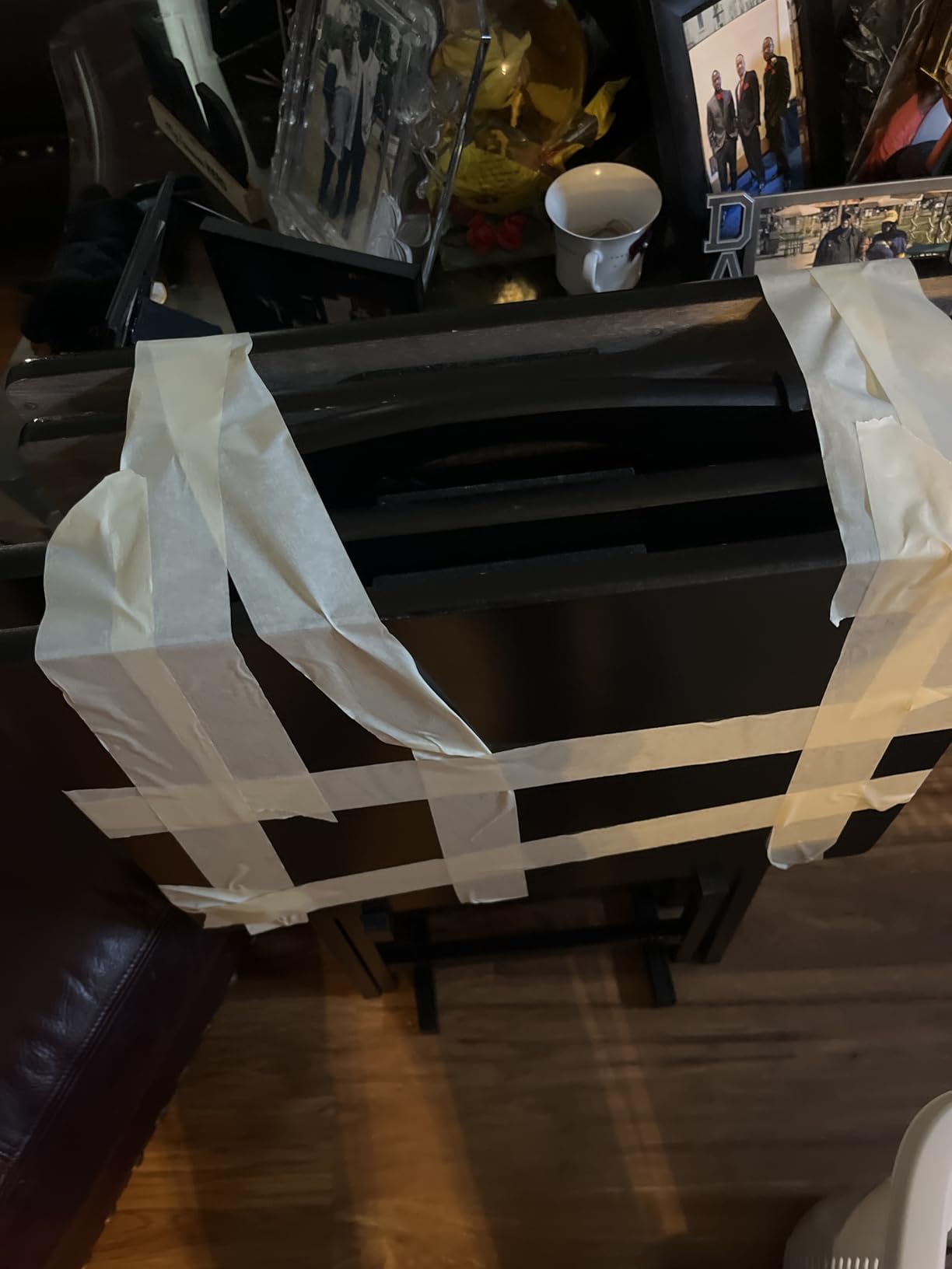 Amazon Basics Portable Foldable TV Tray Table with Storage Rack, Space-Saving Design, 15