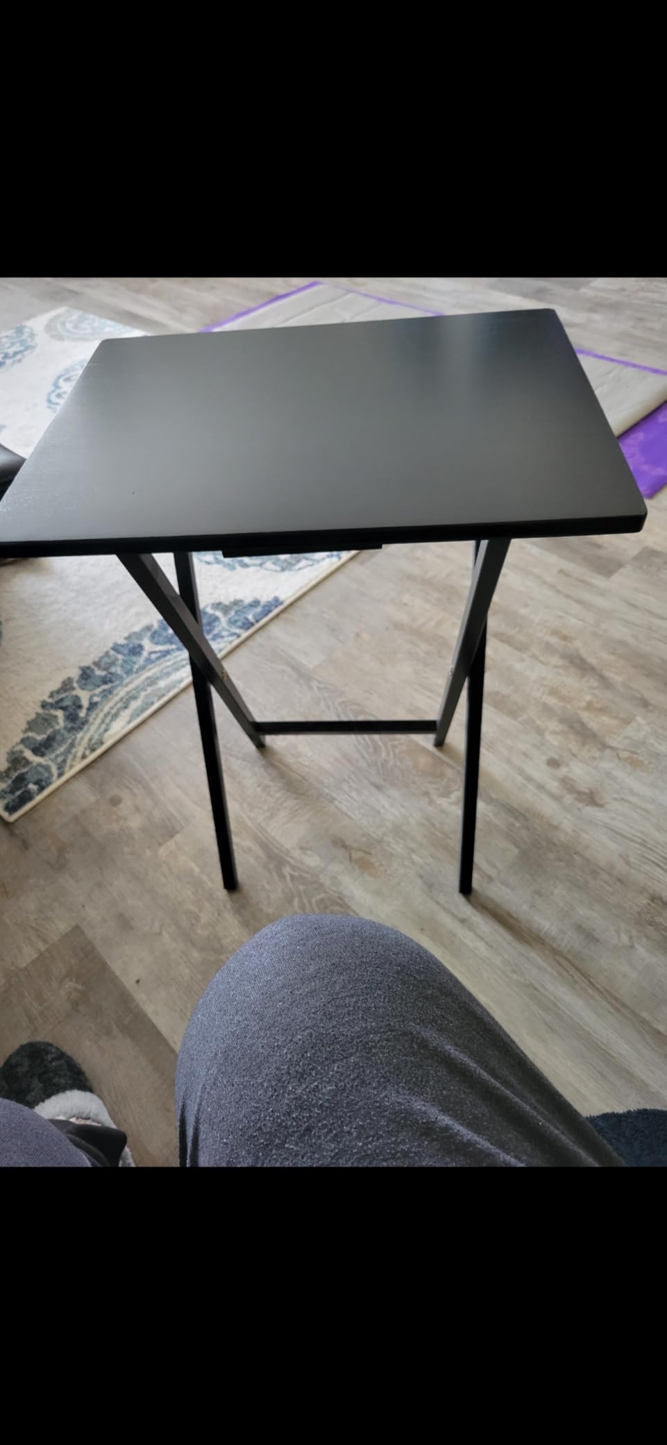 Amazon Basics Portable Foldable TV Tray Table with Storage Rack, Space-Saving Design, 15