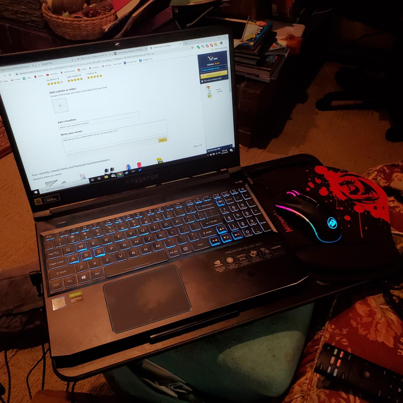 LAPGEAR Home Office Lap Desk with Device Ledge, Mouse Pad, and Phone Holder - Espresso Woodgrain - Fits up to 15.6 Inch Laptops - Style No. 91575 customer photo 1