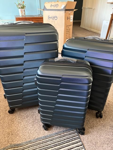 Luggage Sets, 3 Piece Hard Shell Suitcase Set with Spinner Wheels, Expandable Large Checked Luggage, Lightweight Rolling Carry On with TSA Lock Teal Blue customer photo 2