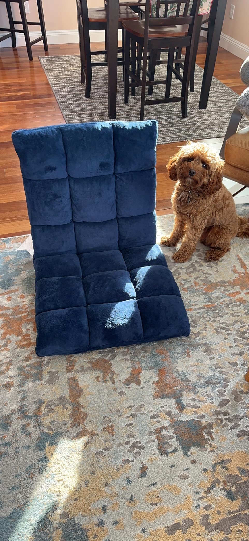 Amazon Basics Adjustable 14-Position Memory Foam Gaming Floor Chair with Back Support, Portable, Reclining, Lay Flat, 41.3