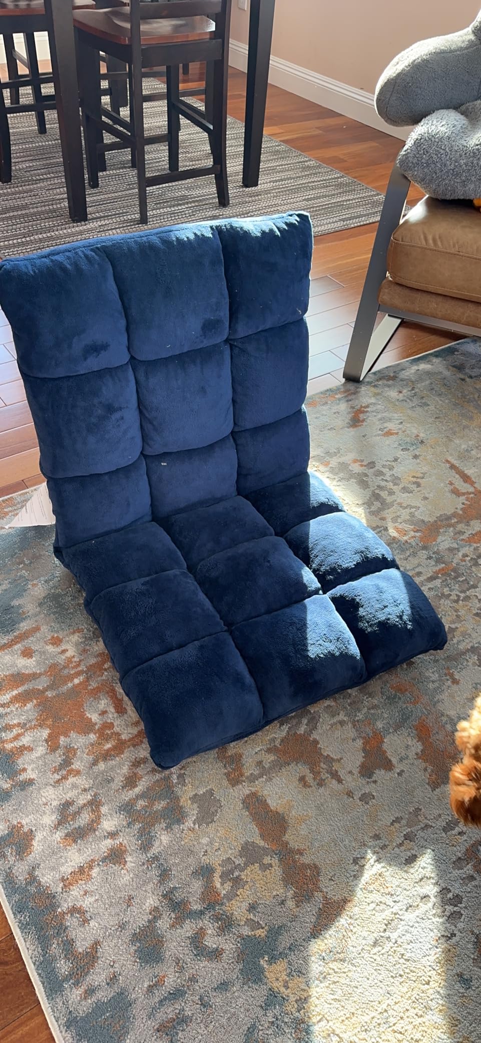 Amazon Basics Adjustable 14-Position Memory Foam Gaming Floor Chair with Back Support, Portable, Reclining, Lay Flat, 41.3