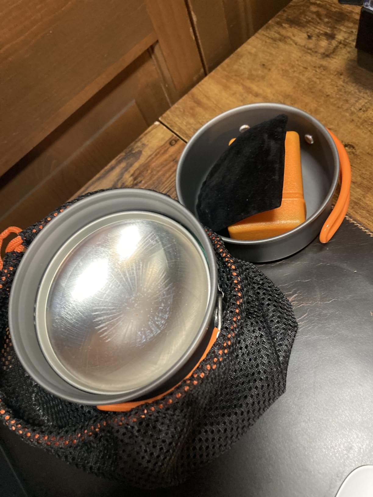 Odoland 6pcs Camping Cookware Mess Kit with Lightweight Pot, Stove, Spork and Carry Mesh Bag, Great for Backpacking Outdoor Camping Hiking and Picnic customer photo 2