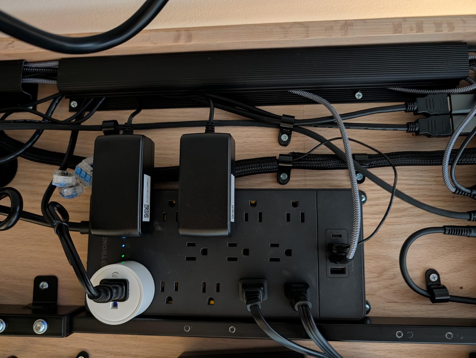 YECAYE 94.2in Cable Management, Cable Organizer,Adhesive Mount Cord Organizer for Desk, Cord Organizer, No-Drill Desk Wire Management for Home Office, Baby proofing, Black customer photo 2