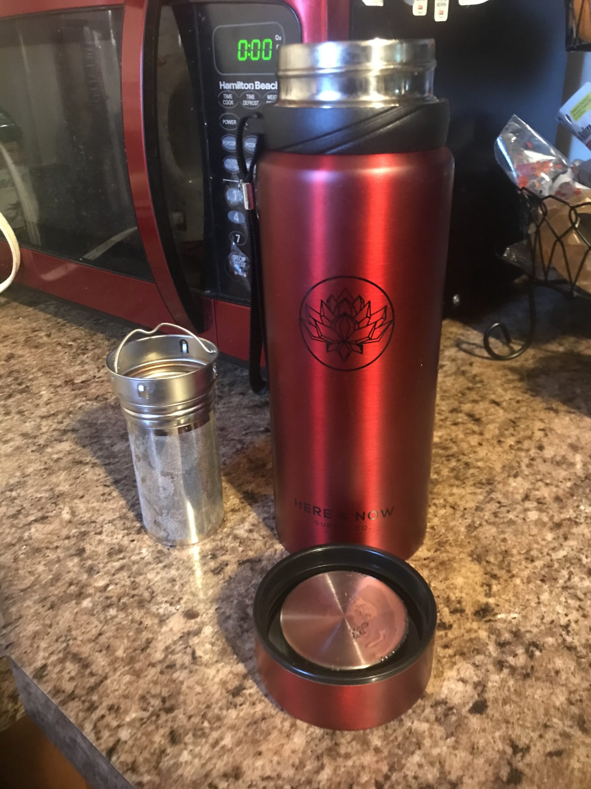 London Sip 25 oz Multi-Function Travel Mug and Tumbler Tea Infuser Water Bottle Fruit Infuser Flask Hot and Cold Double Wall Stainless Steel Coffee Thermos, Zen Black customer photo 2