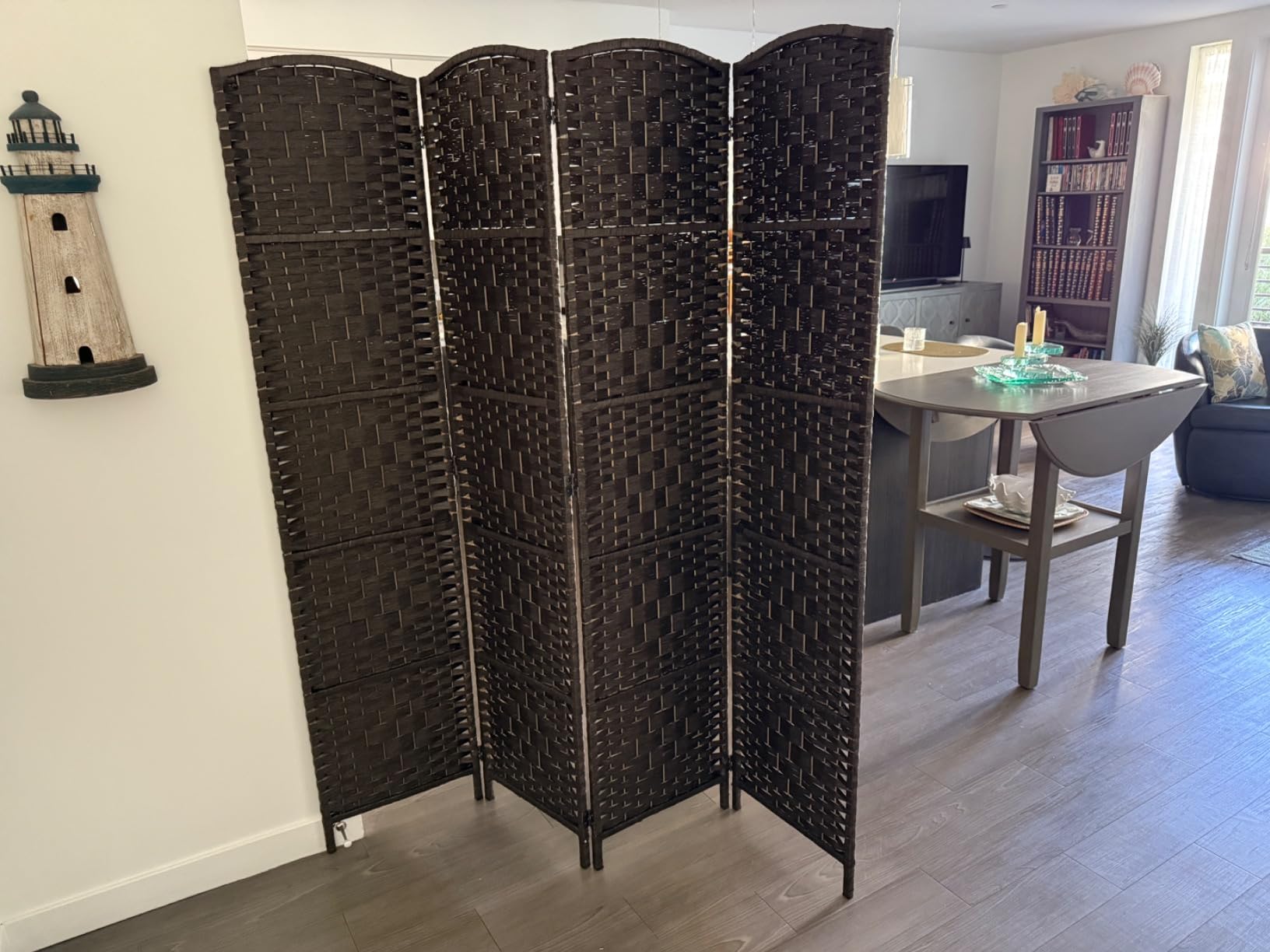 Rose Home Fashion 6 ft Tall Room Divider, Room Dividers and Folding Privacy Screens, 15.7in Privacy Screen 4 Panel Partition Temporary Wall Separation for Private, Dark Coffee customer photo 2