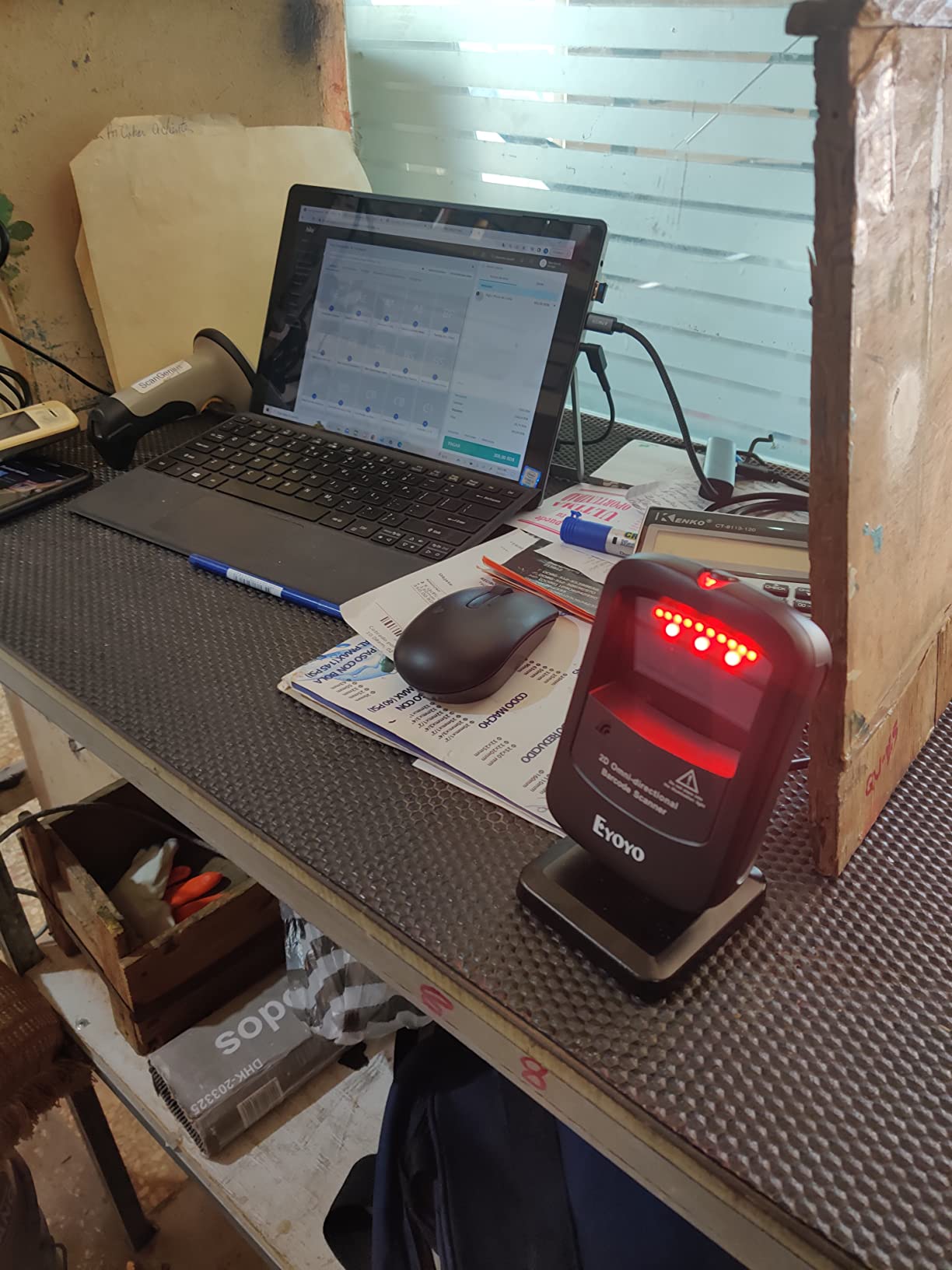 Eyoyo 1D 2D Desktop Barcode Scanner, Omnidirectional Hands-Free USB Wired Barcode Reader, Capture Barcodes from Mobile Phone Screen, Automatic Image Sensing for Supermarket Library Retail Store customer photo 1