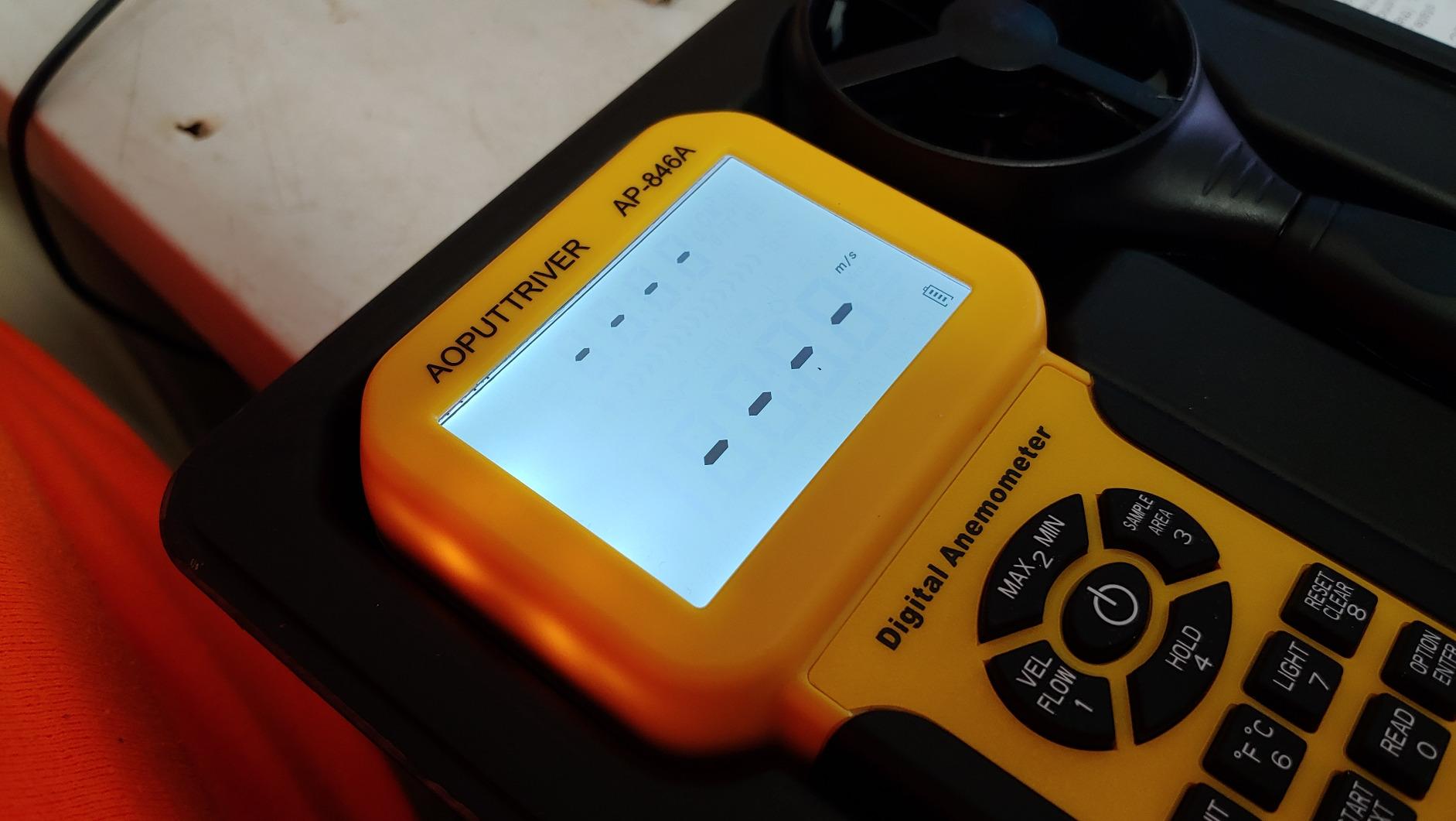 Pro HVAC Anemometer Handheld CFM Meter Wind Speed Meter with USB Data Export to PC Max/Avg/Min Functions for Measuring Wind Speed Air Velocity, Wind Temp AP-856A customer photo 2