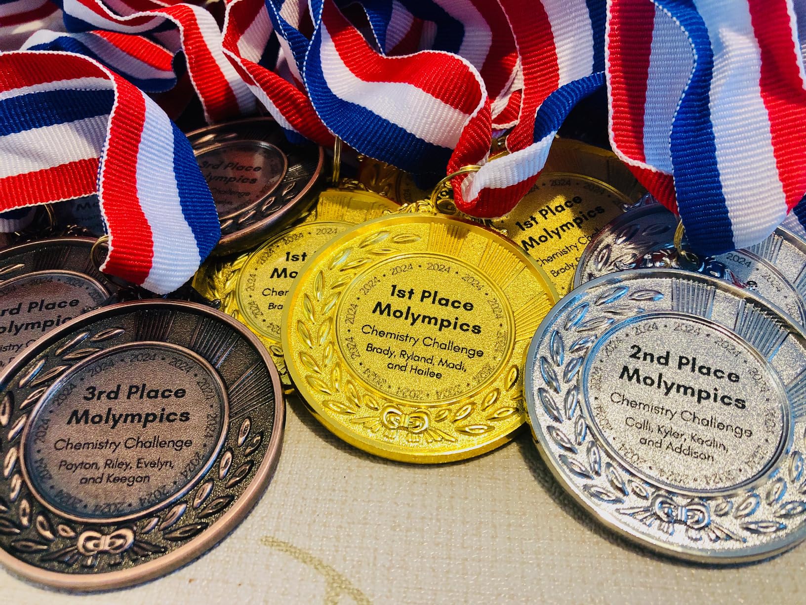 Favide 12 Pieces Gold Silver Bronze Award Medals-Winner Medals Gold Silver Bronze Prizes for Competitions, Party,Olympic Style, 2 Inches customer photo 1