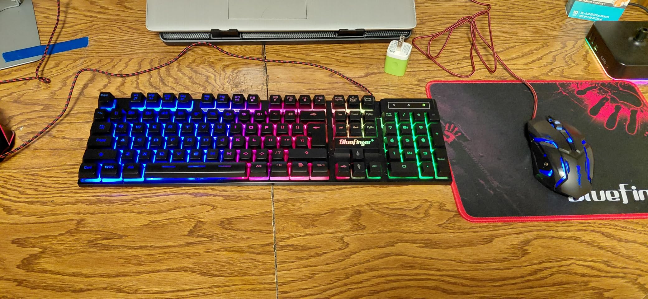 BlueFinger RGB Gaming Keyboard and Backlit Mouse and Headset Combo, USB Wired Backlit Keyboard, LED Gaming Mouse Set, Headset with Microphone for Laptop PC Computer Game and Work customer photo 1