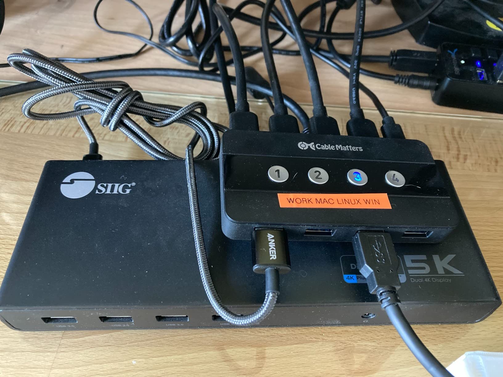 Cable Matters 4 Port USB 3.0 Switch USB Sharing Switch for 4 Computers and USBA Peripherals - Button or Wireless Remote Control Switching - Includes a USBC Adapter for USBC USB4 and Thunderbolt 4 customer photo 1