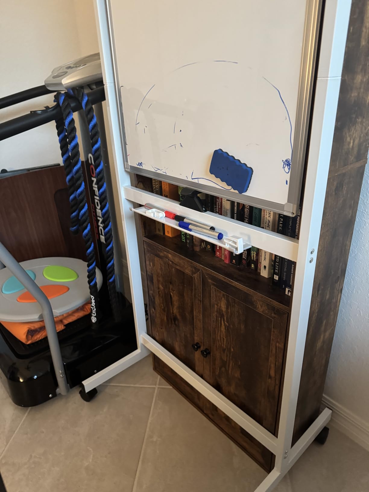 maxtek Magnetic Mobile White Board, 40 x 24 Double Sided Dry Erase Board Rolling Whiteboard, Aluminum Frame Standing Whiteboard on Wheels for Home Office Classroom (40 x 24 Black) customer photo 2