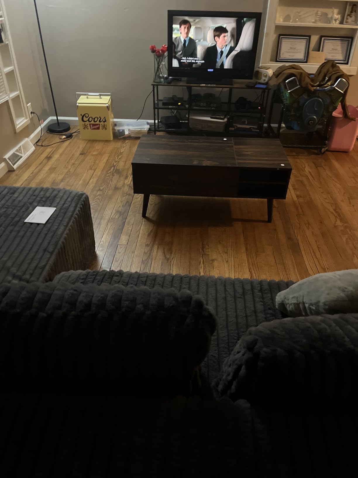 WLIVE Lift Top Coffee Table for Living Room,Small Coffee Table with Storage, Adjustable Shelf and Storage Compartment, Mid Century Modern Living Room Table, Wood, Rustic Brown customer photo 1