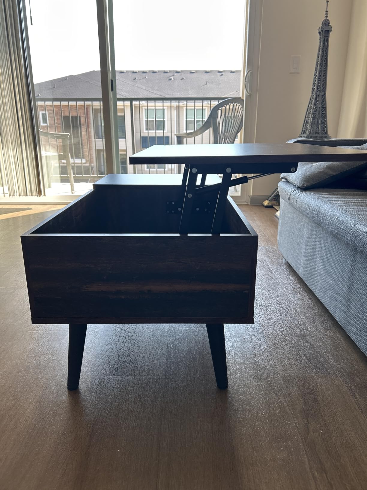 WLIVE Lift Top Coffee Table for Living Room,Small Coffee Table with Storage, Adjustable Shelf and Storage Compartment, Mid Century Modern Living Room Table, Wood, Rustic Brown customer photo 2