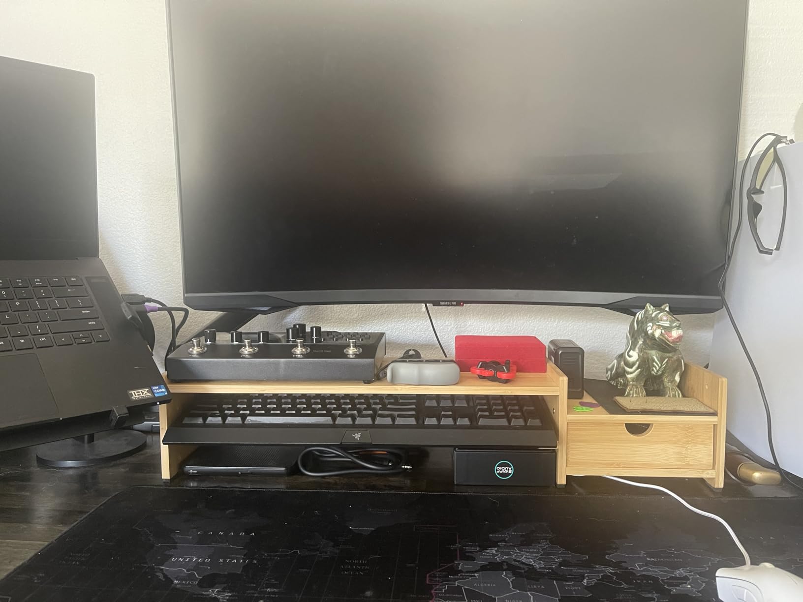 Bamboo 2-Tier Monitor Stand Riser with Drawers, Desktop Organizer for Laptop, Computer, Printer, Cellphone - Reduce Neck & Eye Strain, Office & Home Use customer photo 2