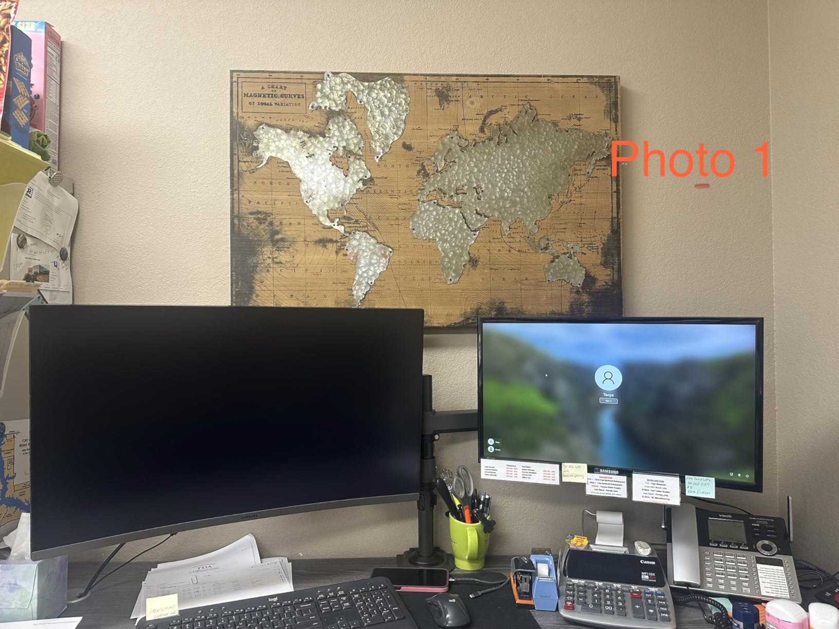 HUANUO 17-32 Inch Dual Monitor Stand, NITROGLIDE Dual Monitor Mount, Monitor Stand 2 Monitors, Ergonomic Adjustable Tilt/Swivel/Rotate, Weight Max 19.8 lbs, VESA 75/100mm customer photo 1