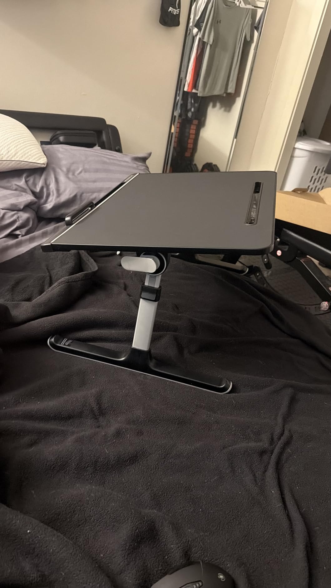 Laptop Bed Tray Desk, SAIJI X-Large Adjustable Laptop Table, Foldable Laptop Desk with Storage Drawer and Bookstand for Eating, Working, Writing, Gaming, Drawing (Black) customer photo 1