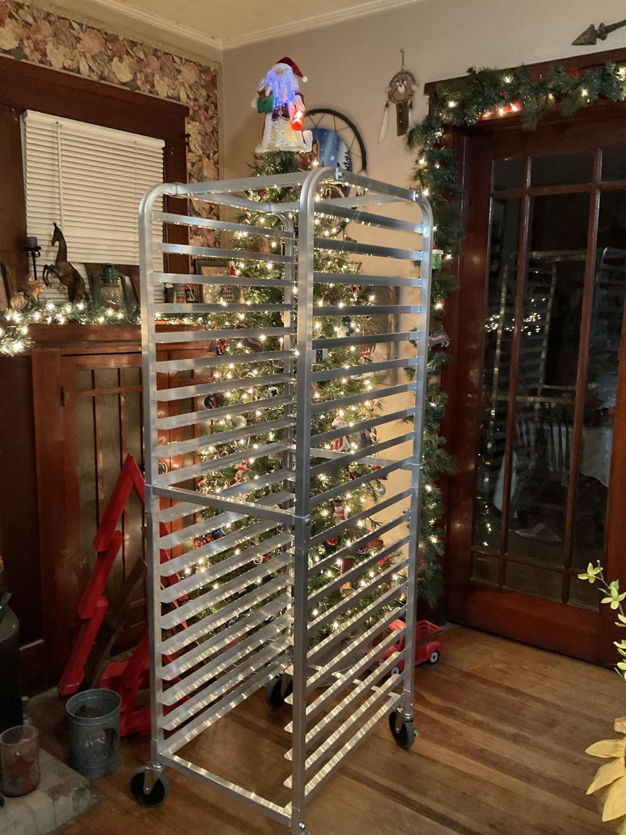 HALLY SINKS & TABLES H Bun Pan Rack 10 Tier with Wheels, Commercial Bakery Racking of Aluminum for Full & Half Sheet - Kitchen, Restaurant, Cafeteria, Pizzeria, Hotel and Home, 26