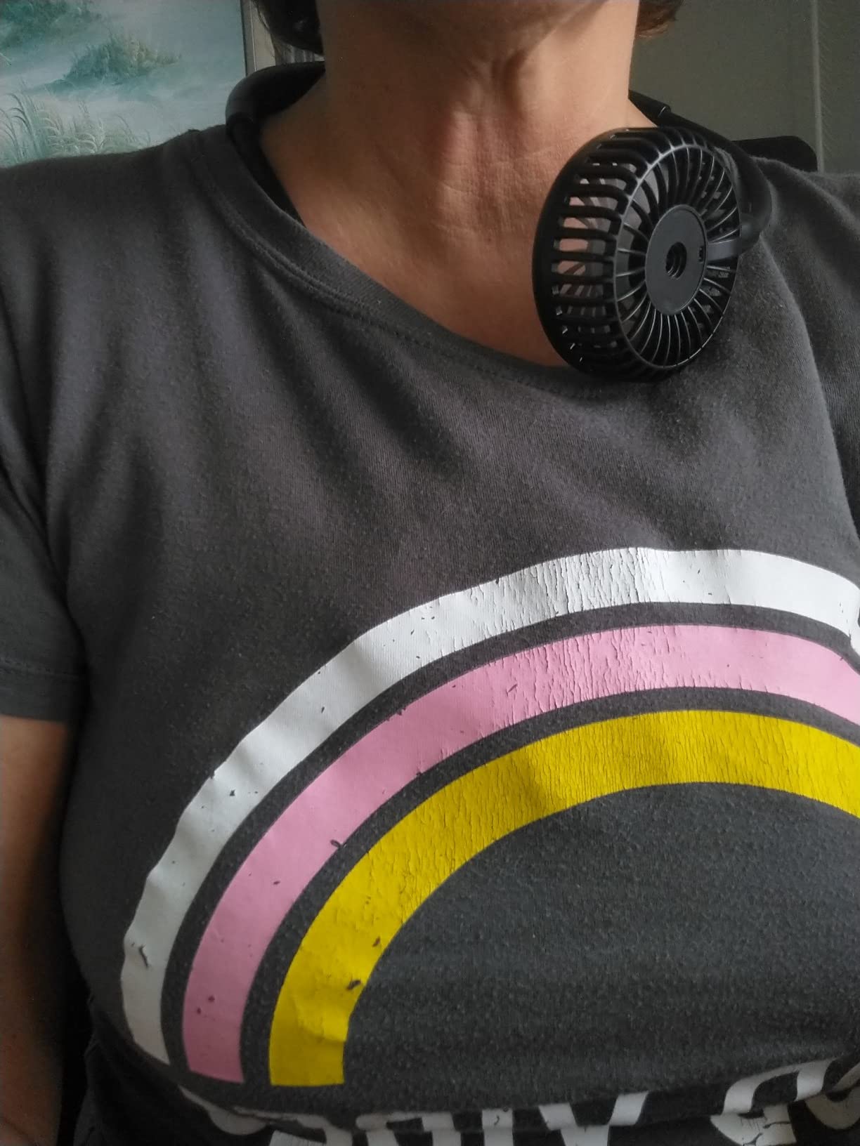 AMACOOL 2600mAh Portable Neck Fan, Wearable Hands-Free Battery Operated with Ultra Quite & Strong Wind, 360° Adjustable Personal Fan Gifts for Hot Flashes Cruise Travel Outdoor Sports 2026-Black customer photo 1