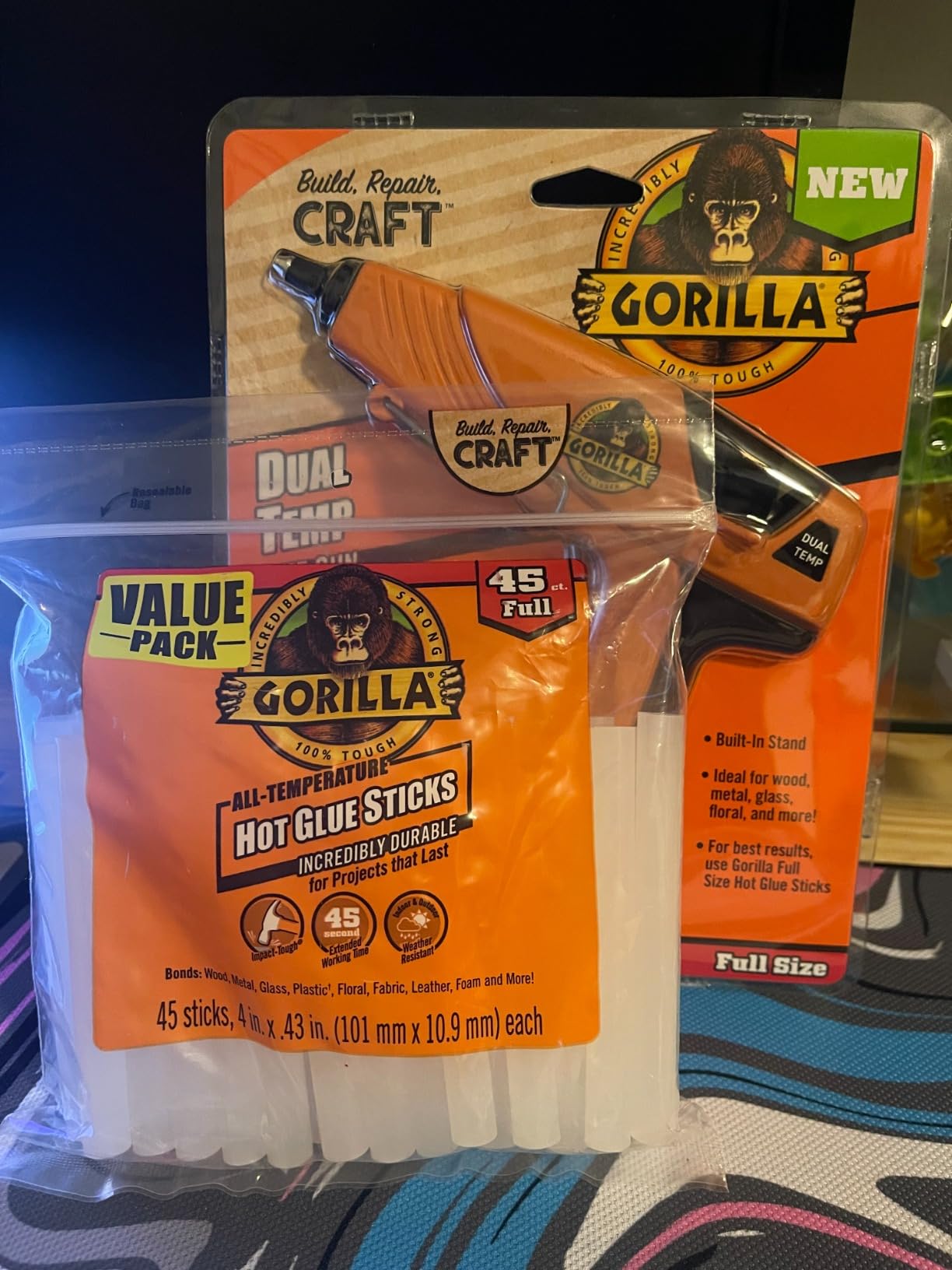 Gorilla Hot Glue Gun Kit, Dual Temp, Includes 45 Sticks | Full Size, Precision Nozzle for Detailed Application, Easy Squeeze Trigger, Weather-Resistant Formula customer photo 1
