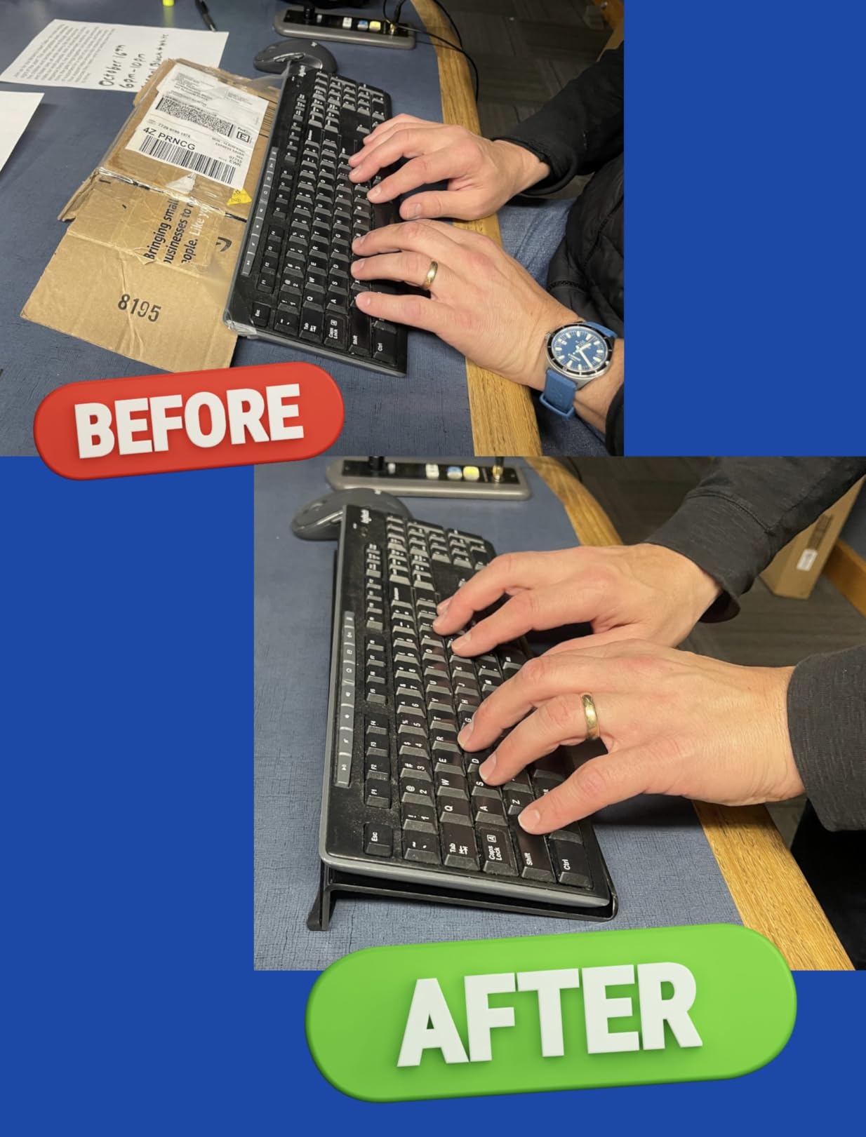 Acrylic Tilted Computer Keyboard Stand for Ergonomic Typing, Keyboard Tray Holder with Silicone Non-Slip Case, Clear customer photo 1