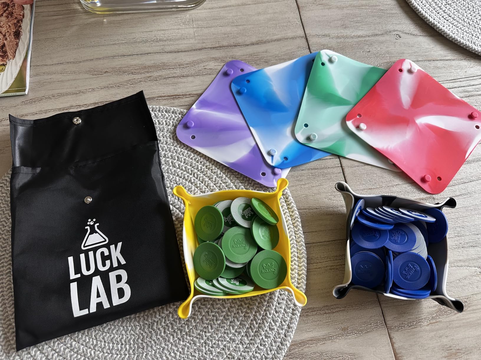 Luck Lab Board Game Storage Bowls, 6-Pack | Folding Tray Accessory Holds Tabletop Bits, Chits, Pieces | Swirl Colors | Bonus Storage Bag customer photo 1