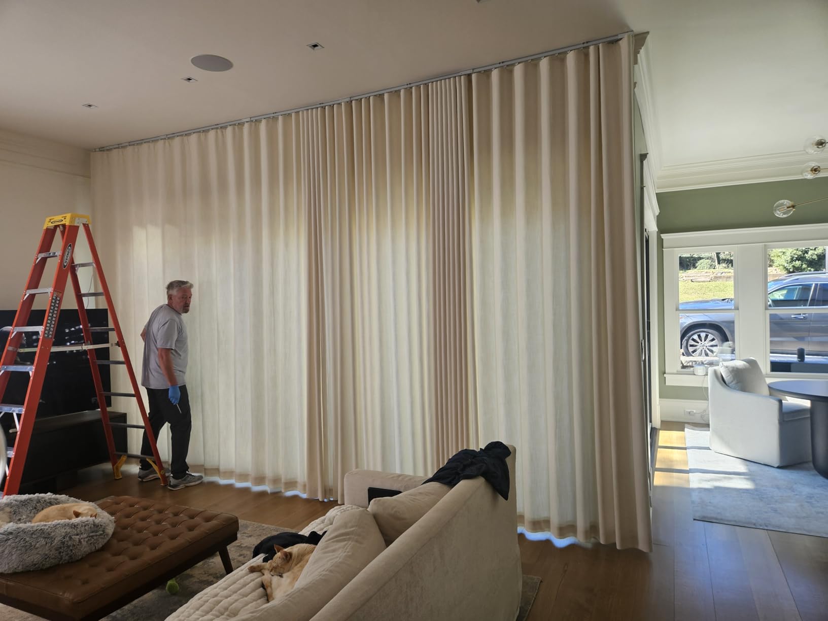 Smart Curtain System, Heavy Duty Electric Curtain Rod, WiFi Control, Compatible with Alexa, Google Home, Adjustable Length (20 ft rod) customer photo 1