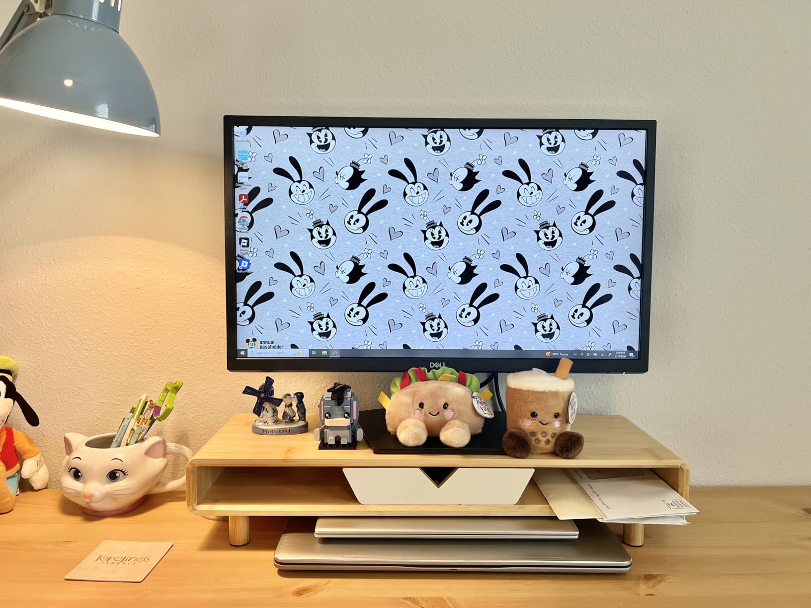 Homerays Bamboo Monitor Stand Riser, No Assembly Required Exquisite Monitor Stand with Drawer Ergonomic Height Wood Monitor Stand customer photo 1