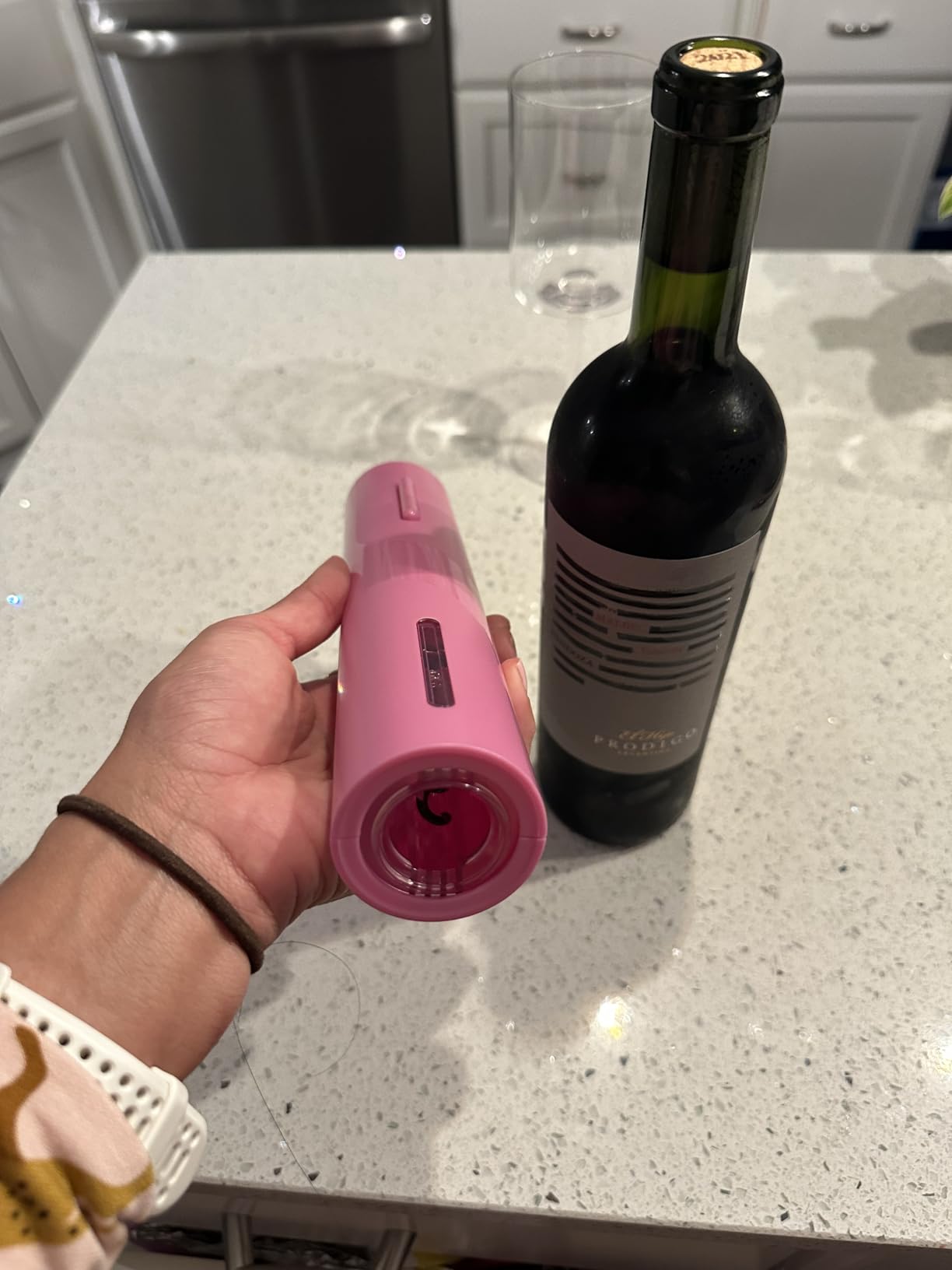 COKUNST Electric Battery Operated Wine Bottle Opener with Foil Cutter | One-click Button Corkscrew Remover with Blue Led Indicator Light for Home Kitchen Party Wedding Black customer photo 1
