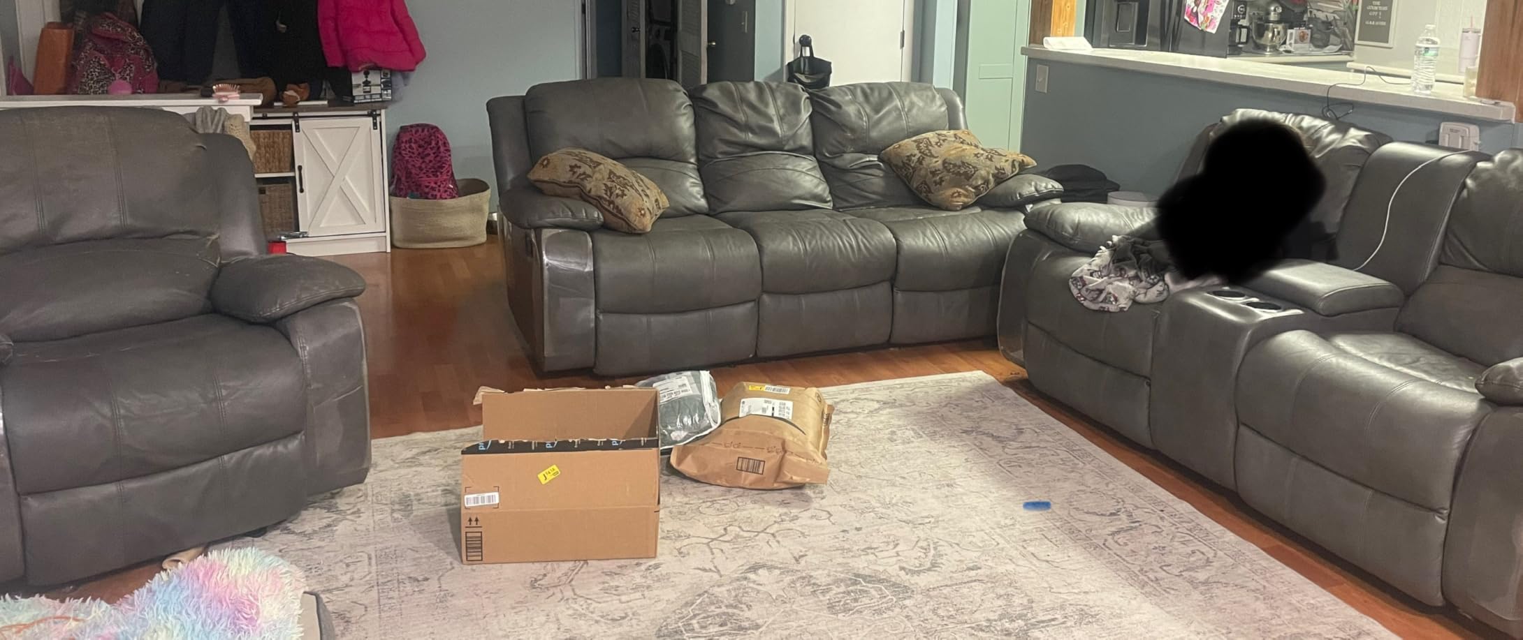 Betsy Furniture Faux Leather Reclining Loveseat with Console, Storage Space, 8018 Multiple Colors (Gray, Loveseat) customer photo 1