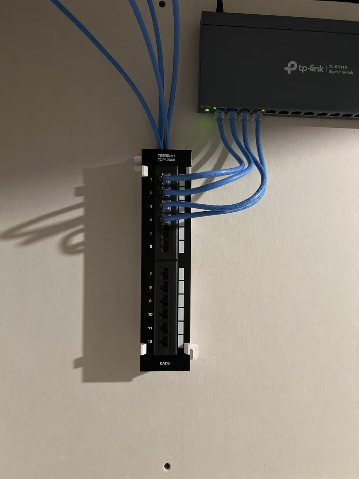 TRENDnet 12-Port Cat6 Unshielded Patch Panel,TC-P12C6V, Wall Mount,Included 89D Bracket,Vertical or Horizontal Installation, Compatible w/ Cat5e & Cat6 RJ45 Cabling, 110 IDC Type Terminal Blocks Black customer photo 2
