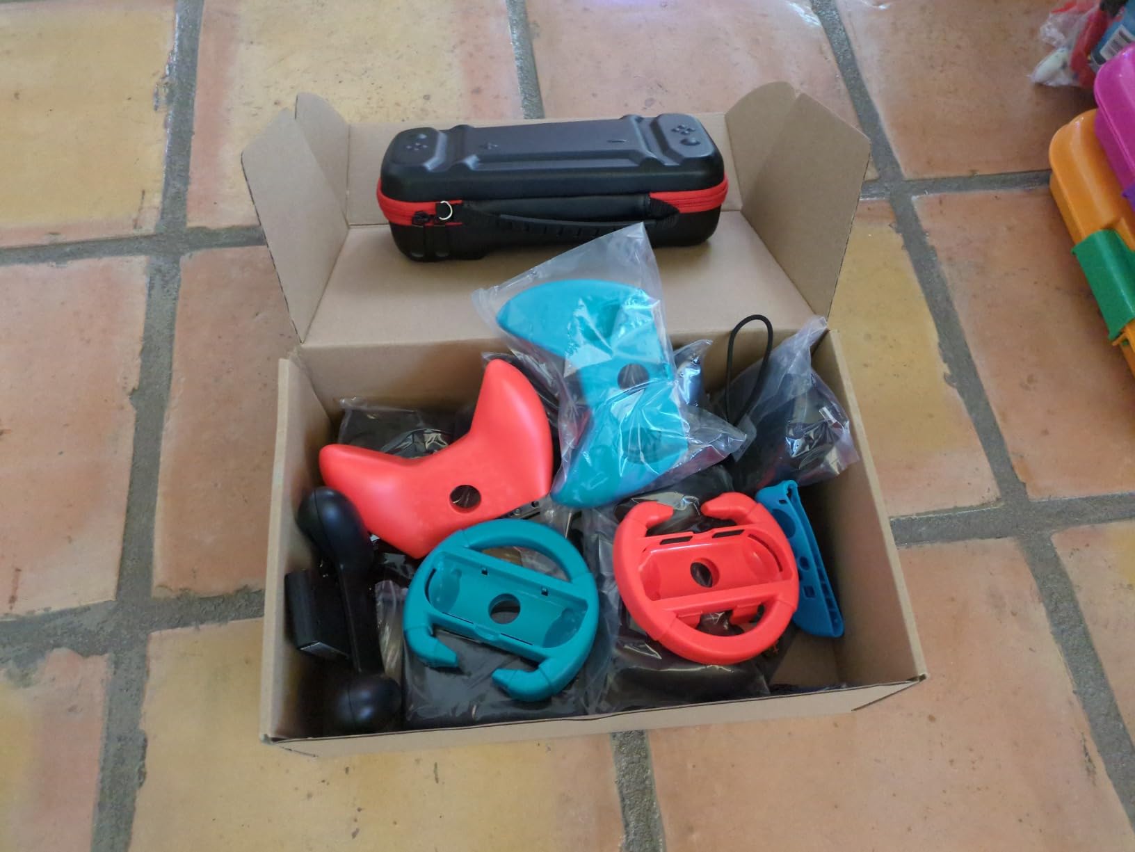 Switch Accessories - Family Bundle Accessories for Nintendo Switch, Carry Case & Screen Protector, 4 Pack Joy Con Grips and Steering Wheels customer photo 1